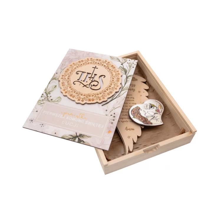 Communion Gift - Silver Picture, Prayer, Greeting Card, Wooden Box - COM014