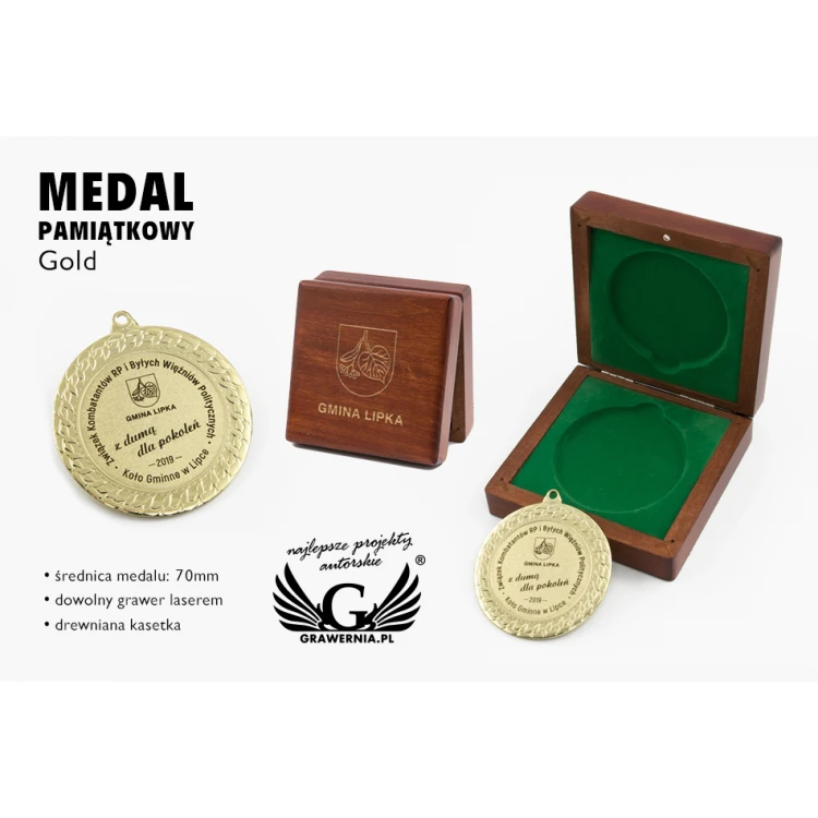 Engraved Medal in Wooden Case - Diameter 70mm - MGR089