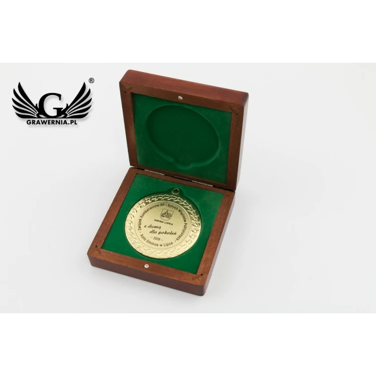 Engraved Medal in Wooden Case - Diameter 70mm - MGR089