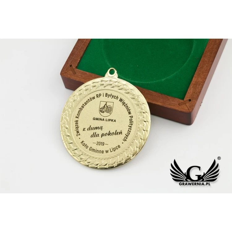 Engraved Medal in Wooden Case - Diameter 70mm - MGR089