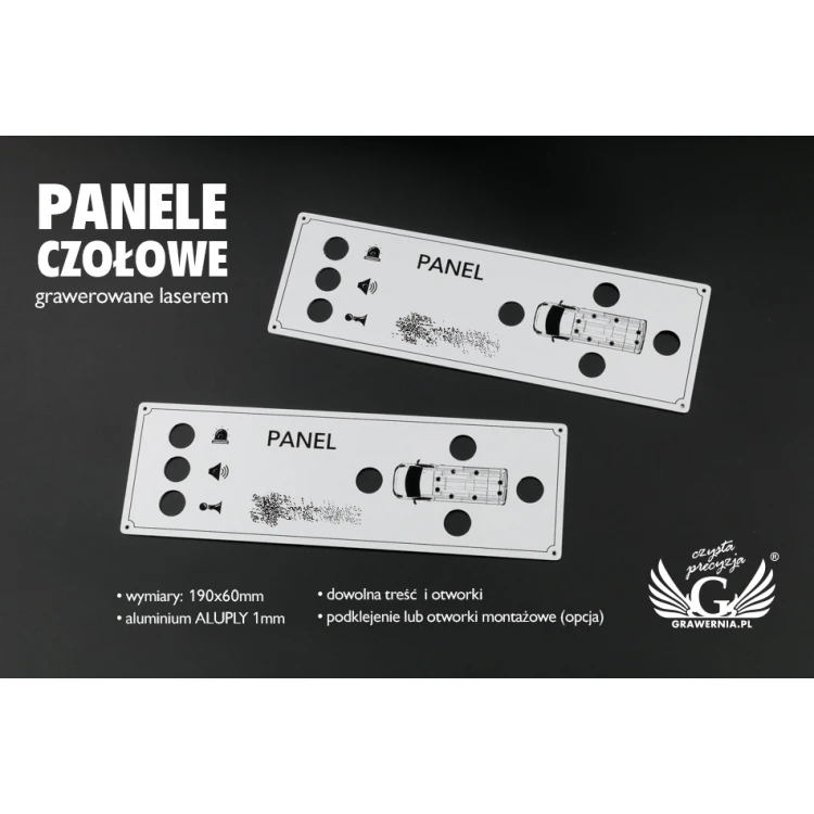 Engraved Aluply Aluminium Front Panel - Size 190x60mm - PCZ021