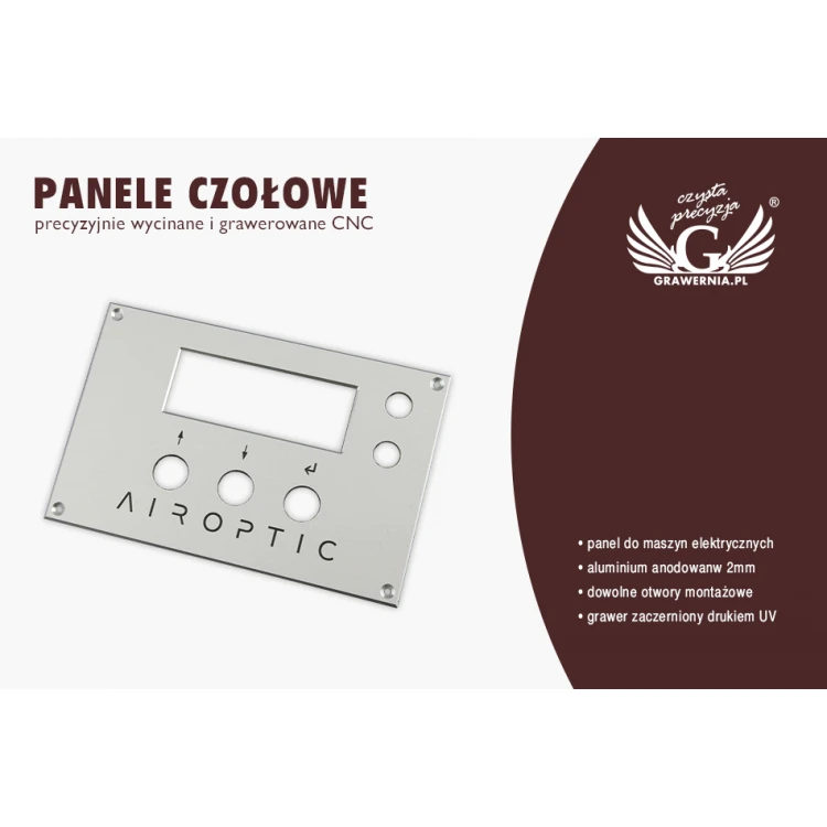 Anodized Aluminum Front Panel, dimensions 100x160mm - thickness 2mm