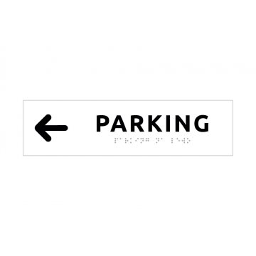 Parking - Directional Sign with Braille Lettering - Size 274x72mm - Hard PVC - SIMPLE - TAB337