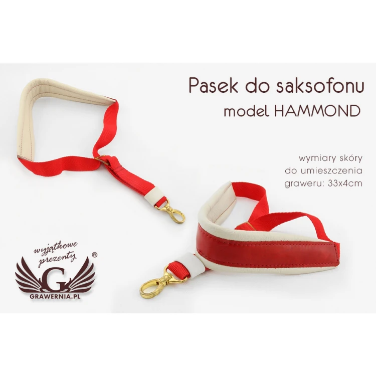 SAXOPHONE STRAP white-red - model: Hammond - Comfort version - PDS11