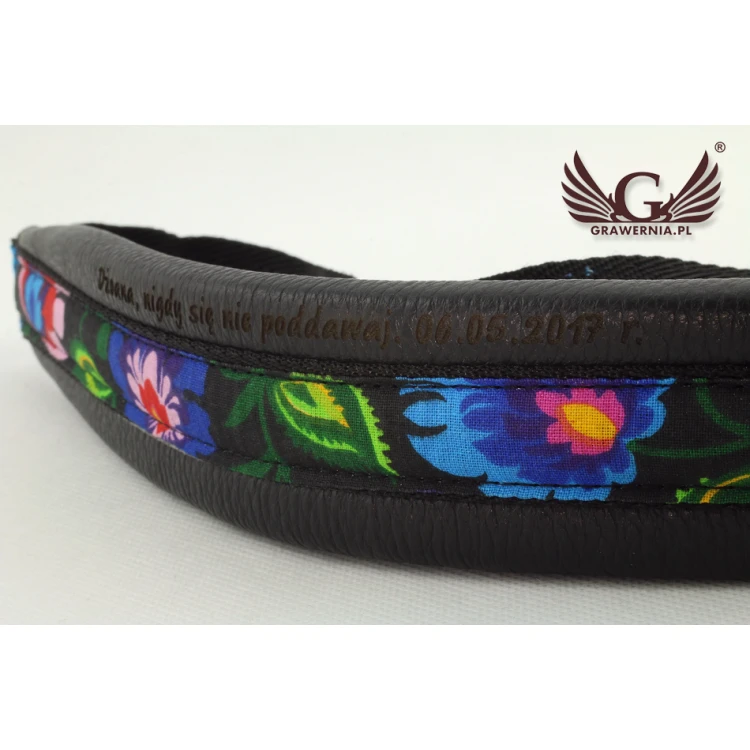 SAXOPHONE STRAP black - Black Flower model - Comfort version - PDS31