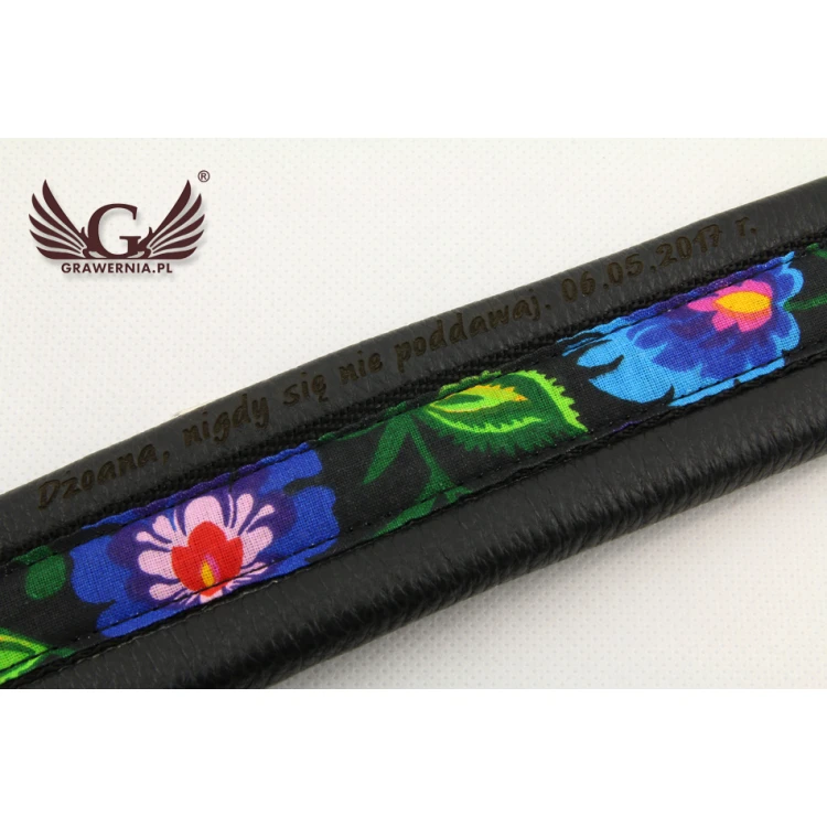 SAXOPHONE STRAP black - Black Flower model - Comfort version - PDS31