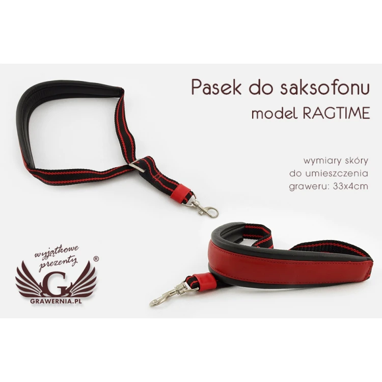 SAXOPHONE STRAP black-red - model: Ragtime - Comfort version - PDS15