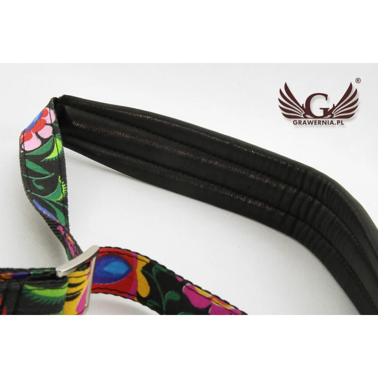 SAXOPHONE STRAP black - Black Flower model - Comfort version - PDS31