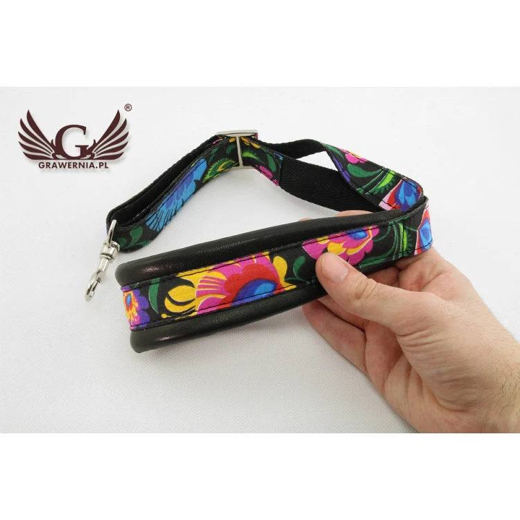 SAXOPHONE STRAP black - Black Flower model - Comfort version - PDS31