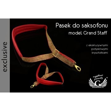 SAXOPHONE STRAP red-gold - Grand Staff model - Exclusive version - PDS25