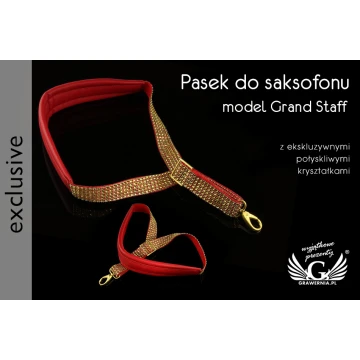 SAXOPHONE STRAP red-gold - Grand Staff model - Exclusive version - PDS25