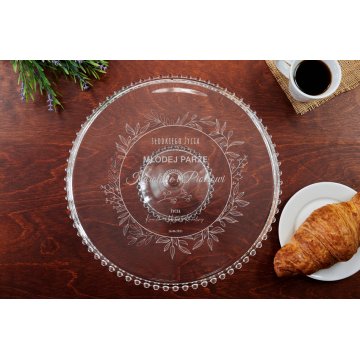 Glass Cake Stand with Engraving - Sweet Life to the Young Couple - PAT016