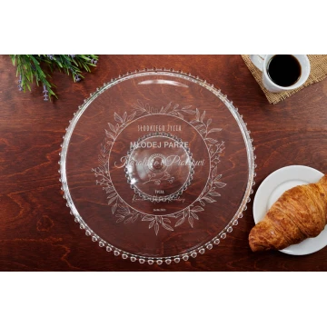 Glass Cake Stand with Engraving - Sweet Life to the Young Couple - PAT016