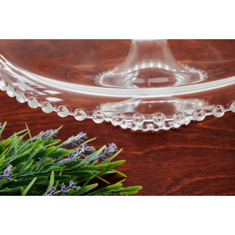 Glass cake stand with engraving - All the best - PAT019