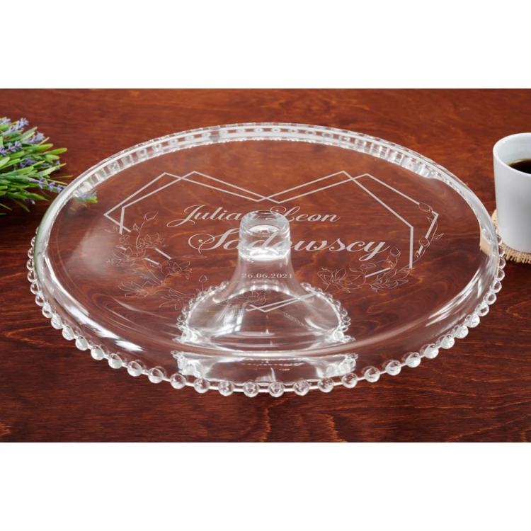 Glass Cake Stand with Engraving - Gift for the Newlyweds - PAT018
