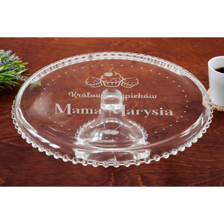 Glass Cake Stand with Engraving - Mom, the Queen of Baking - PAT023