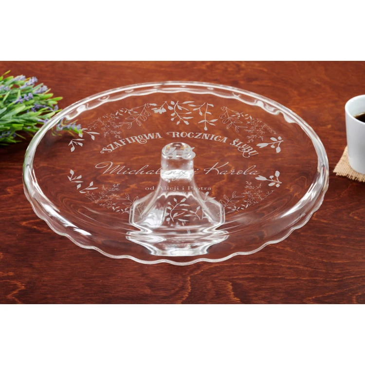 Glass Cake Stand with Engraving - Wedding Anniversary - PAT025