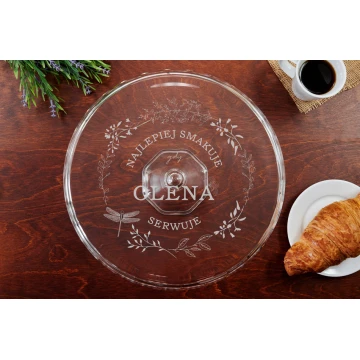 Glass Cake Stand with Engraving - Tastes Best - PAT029