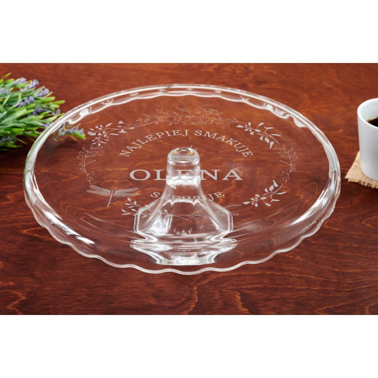 Glass Cake Stand with Engraving - Tastes Best - PAT029