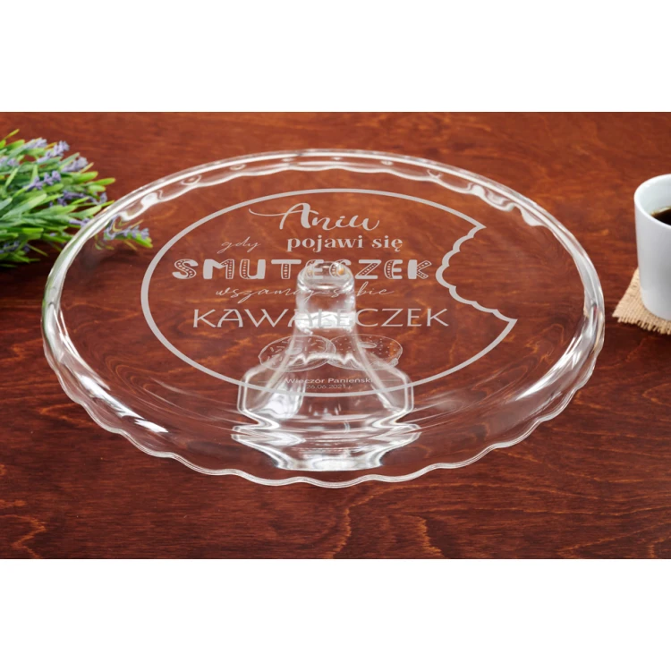 Glass Cake Stand with Engraving - Bachelorette Party - PAT031