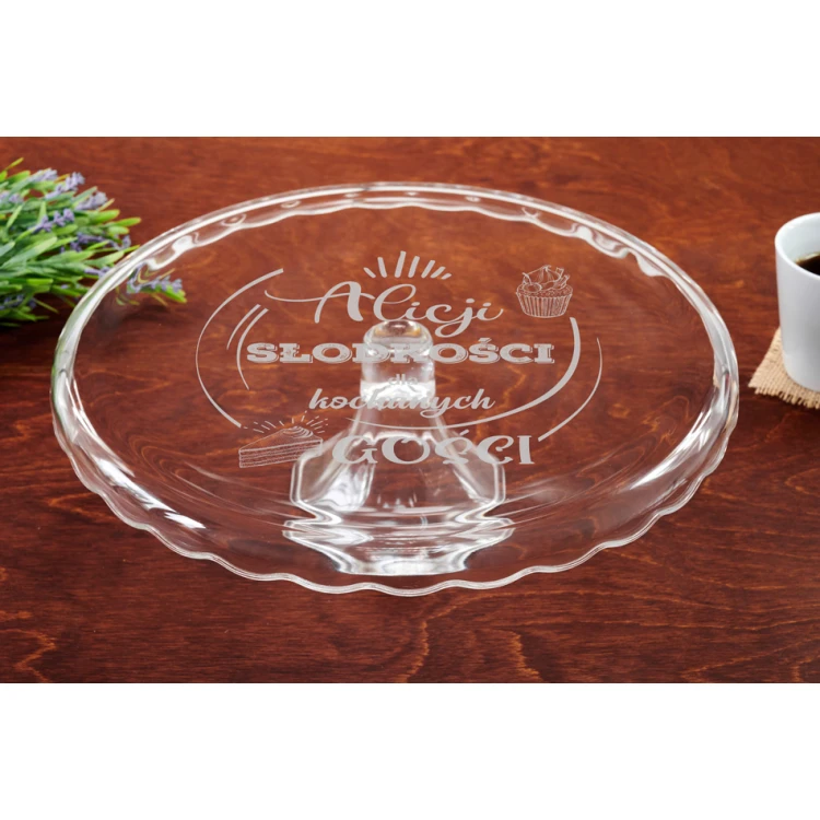 Glass Cake Stand with Engraving - Sweets for Guests - PAT033