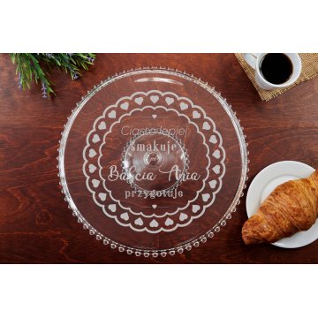 Glass cake stand with engraving for grandma - PAT021