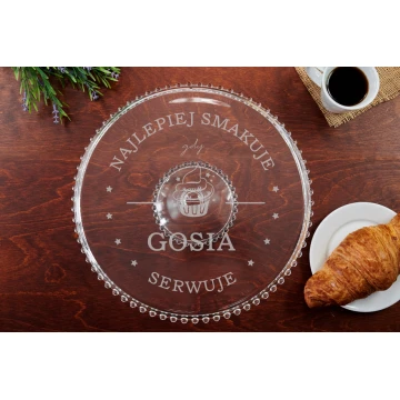 Glass Cake Stand with Engraving - Tastes Best - PAT020