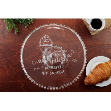 Glass Cake Stand with Engraving - Balls - PAT014