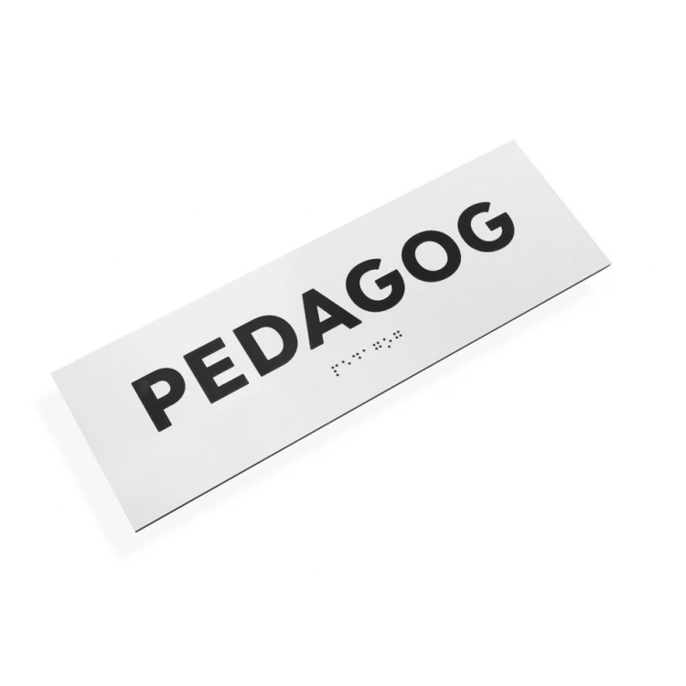 Pedagogue - Door or Wall Plaque with Braille Script - Size 310x100mm - White Engraving Laminate 3mm - TAB287