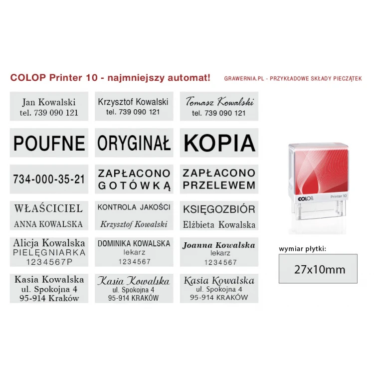 Self-inking stamp COLOP Printer 10 - text plate size: 10 x 27mm