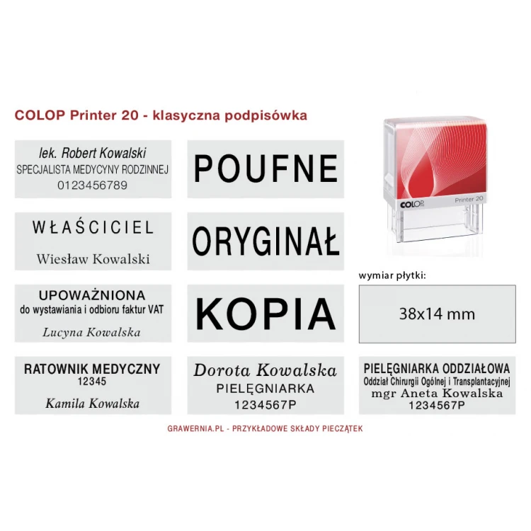 Self-inking stamp COLOP Printer 20 - text plate size: 38 x 14mm
