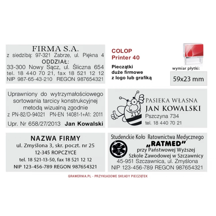Self-inking stamp COLOP Printer 40 - text plate size: 59 x 23mm