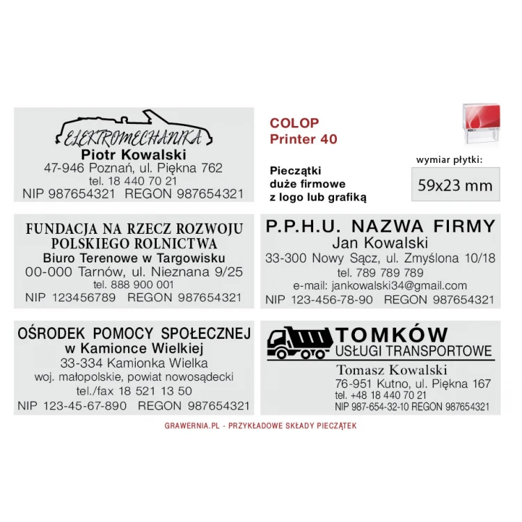 Self-inking stamp COLOP Printer 40 - text plate size: 59 x 23mm