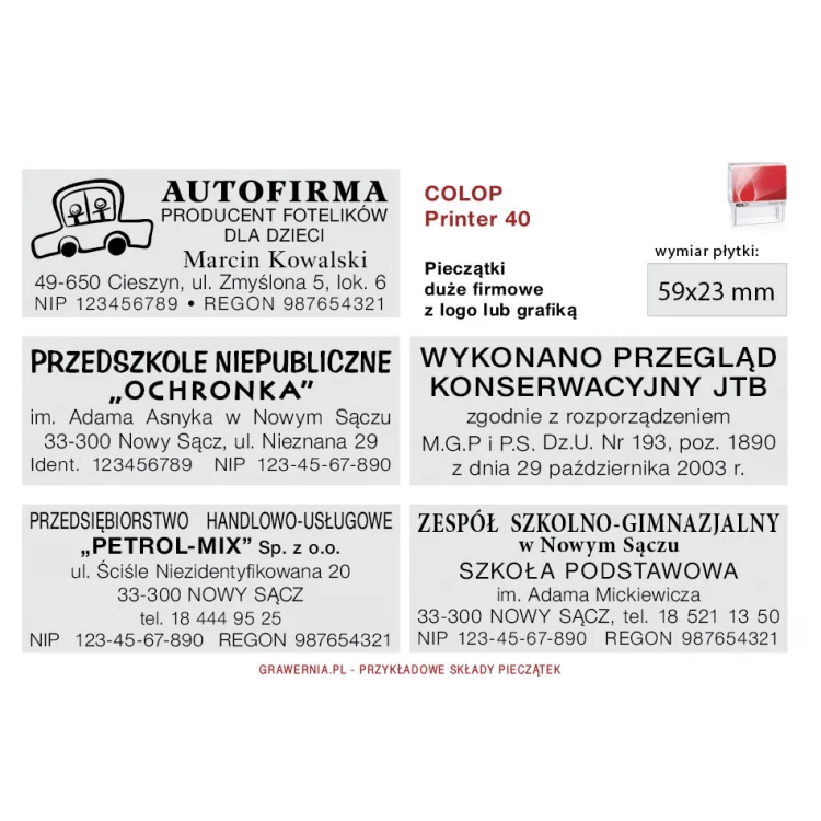 Self-inking stamp COLOP Printer 40 - text plate size: 59 x 23mm