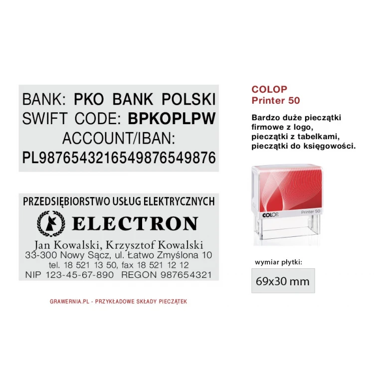 Self-inking stamp COLOP Printer 50 - text plate size: 30 x 69mm