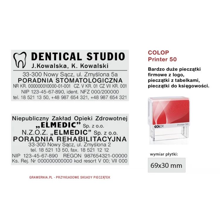 Self-inking stamp COLOP Printer 50 - text plate size: 30 x 69mm