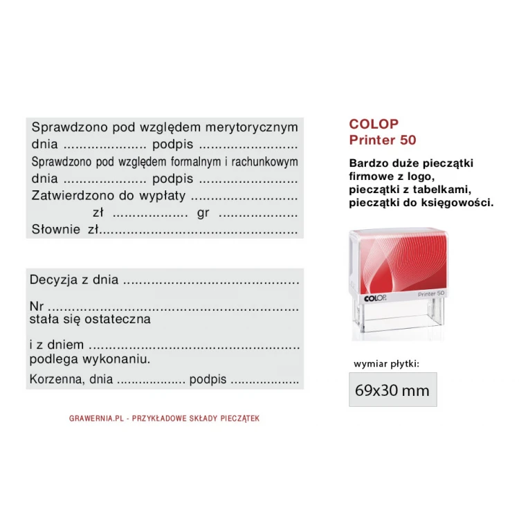 Self-inking stamp COLOP Printer 50 - text plate size: 30 x 69mm