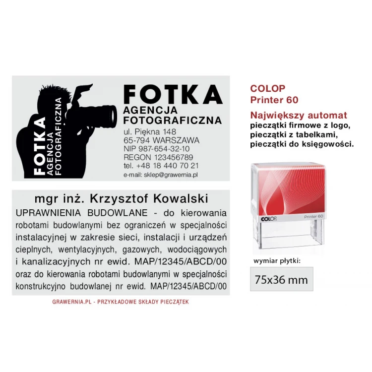 Self-inking stamp COLOP Printer 60 - text plate size: 37 x 76 mm