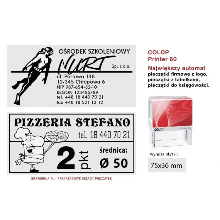 Self-inking stamp COLOP Printer 60 - text plate size: 37 x 76 mm
