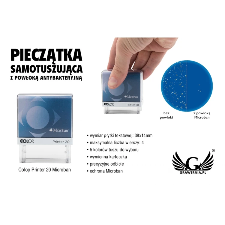 Self-inking stamp with antibacterial protection COLOP Printer 20 Microban - imprint size 38x14mm - COL035