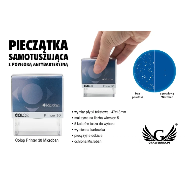 Self-inking stamp with antibacterial protection COLOP Printer 30 Microban - imprint size 47x18mm - COL036