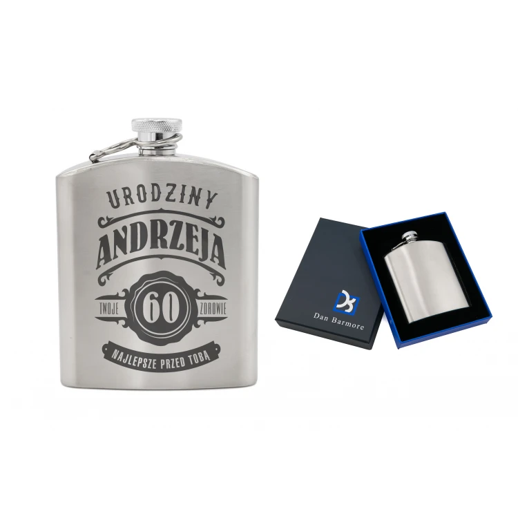 Dan Barmore KARIS Steel Hip Flask with Engraving - 240ml - AL016