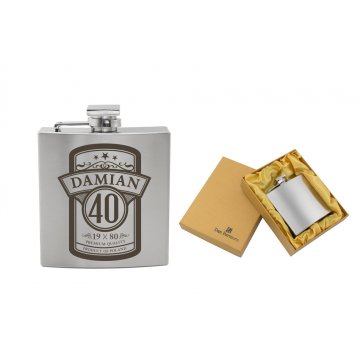 Dan Barmore SAN REMO Steel Hip Flask with Engraving - 180ml - AL019