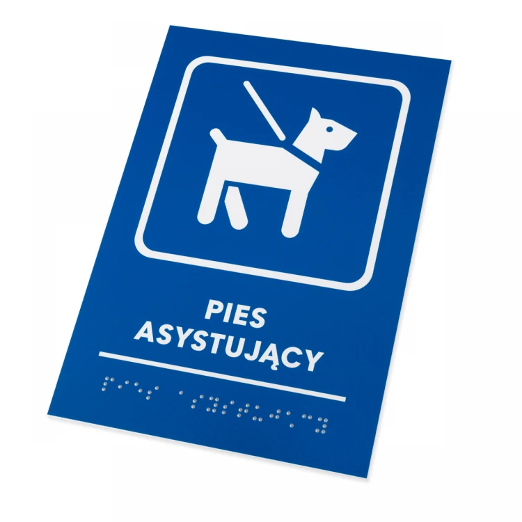 Assistance Dog - Braille Sign - size 140x205mm - Hard PVC - TAB481