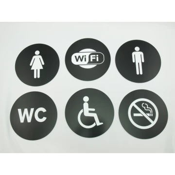 Pictograms - black color - plaque with a diameter of 14 cm