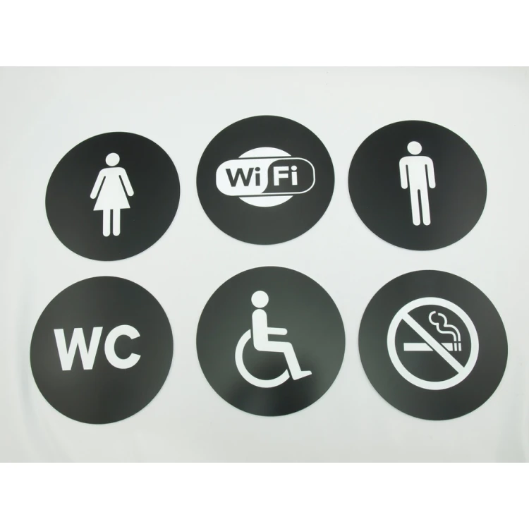 Pictograms - black color - plaque with a diameter of 14 cm
