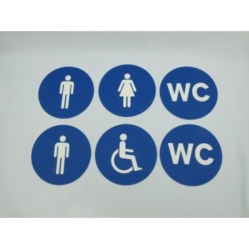 Pictograms - blue color - plaque with a diameter of 14 cm