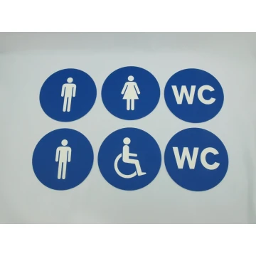 Pictograms - blue color - plaque with a diameter of 14 cm