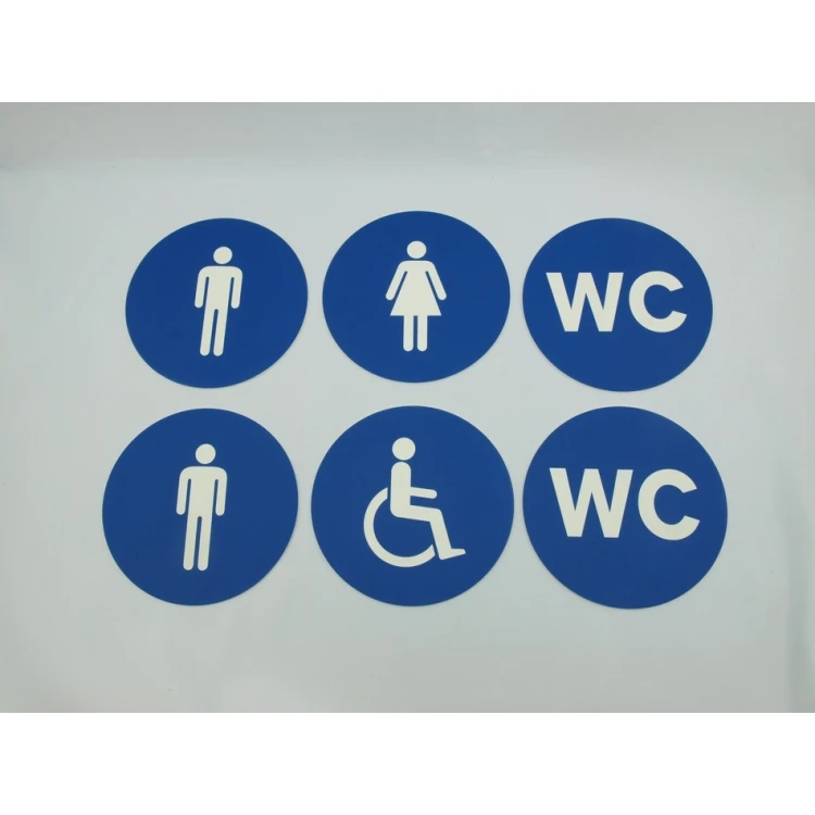 Pictograms - blue color - plaque with a diameter of 14 cm
