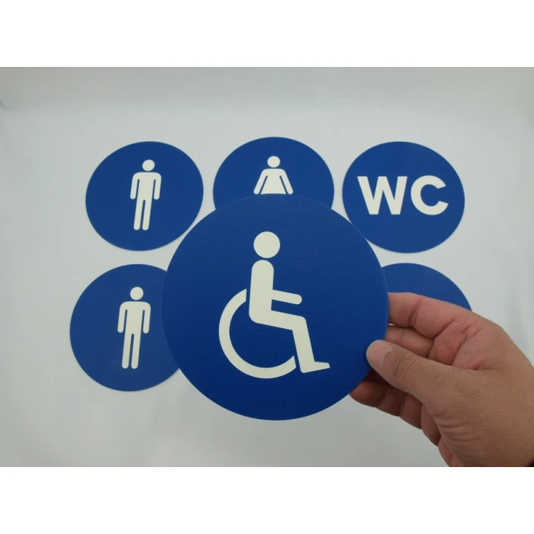 Pictograms - blue color - plaque with a diameter of 14 cm